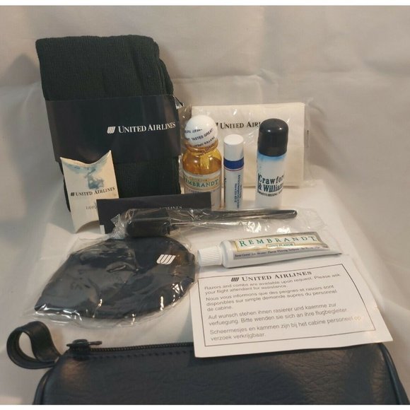 Vtg United Airlines First Class Amenity Toiletry Kit Travel InFlight Bag Blue - Picture 2 of 7